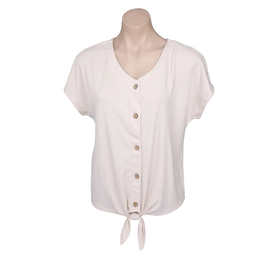 LEO&NICOLE Women's Tie-Front Top, Size M, Perfectly Pale. Buyers Note - Di