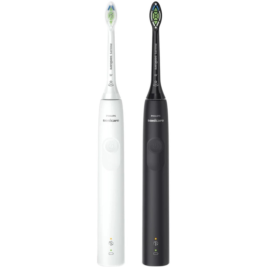 PHILIPS 2 PACK Sonicare 3100 Electric Toothbrush Bundle, Black & White. NB: