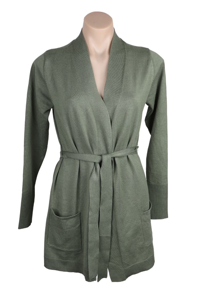 LEO & NICOLE Women's Long Cardigan, Size S, 73%Rayon / 27%Polyester, Olivin