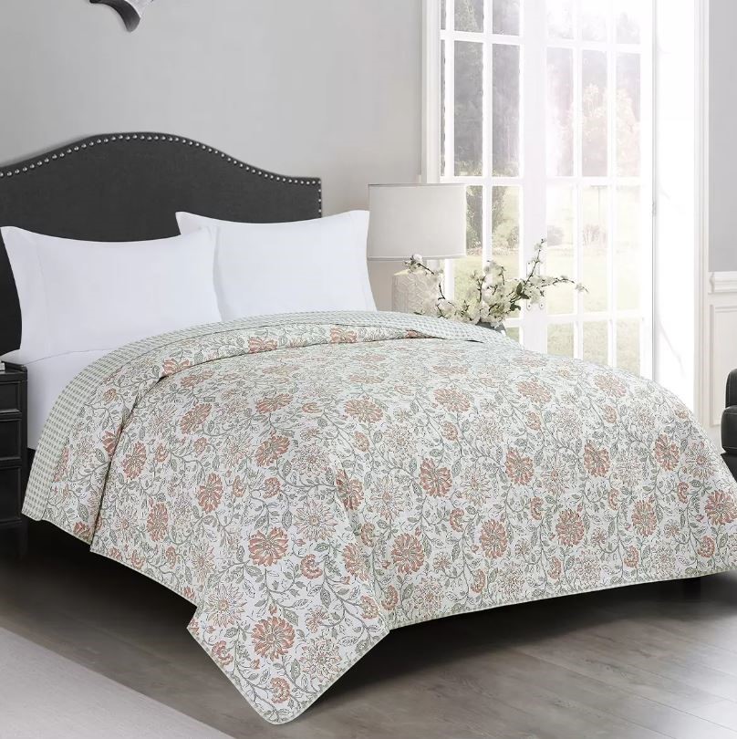 FRAICHE MAISON Microfiber Quilt King, Genevieve Floral.