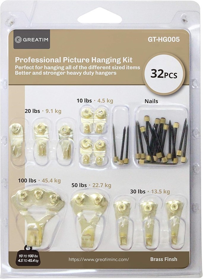 2 Packs of GREATIM 12 Set Wall Hangers Kit with Extra Hanger Nails, Heavy D