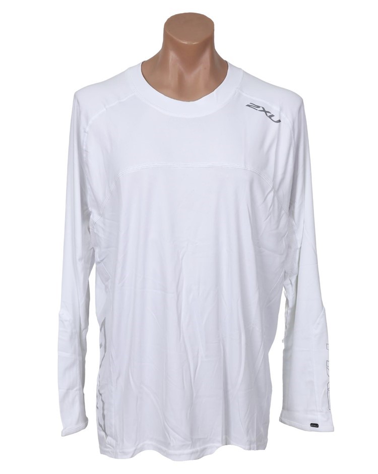4 x 2XU Men's Long Sleeve Fibretech T-Shirt, Size XL, White/ Reflective. B