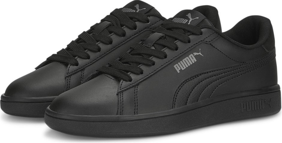PUMA Kids' Smash 3.0 Leather Shoes, Size US 4.5, Black/ShadowGray (01), 175