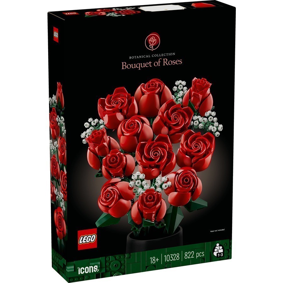 LEGO Icons Bouquet of Roses, #10328. NB: Damaged packaging, some pieces may