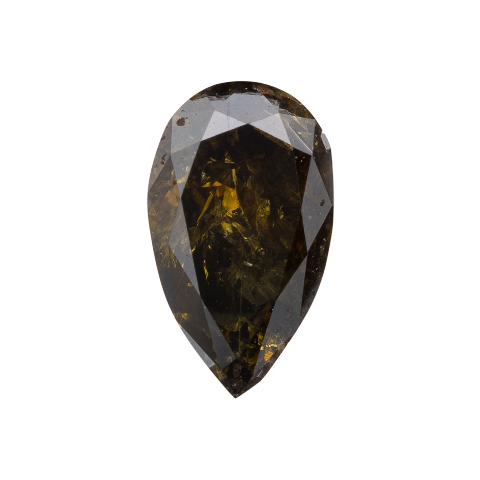 0.35ct Natural Greenish Brown Diamond Pear Cut
