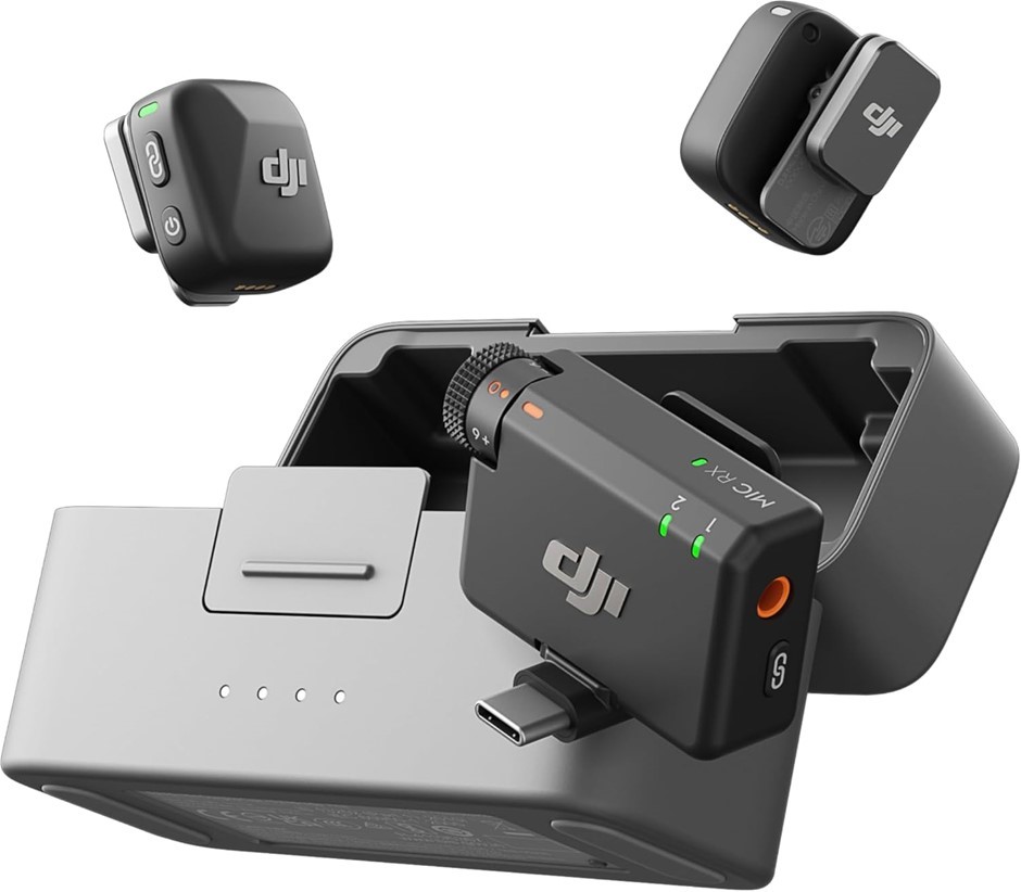 DJI Mic Mini (2 TX + 1 RX + Charging Case), Ultralight, Detail-Rich Audio,