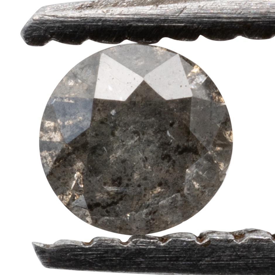0.11ct Untreated Natural Salt & Pepper Diamond - Round Brilliant Cut