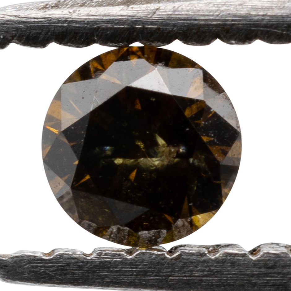 0.11ct Genuine Natural Champagne Diamond - Round Brilliant Cut