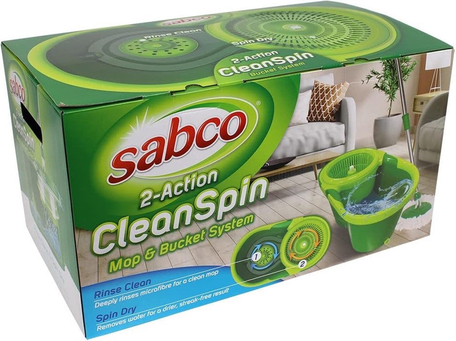 SABCO Clean Spin Mop and Bucket System, Green. NB: Missing the Stick Attach