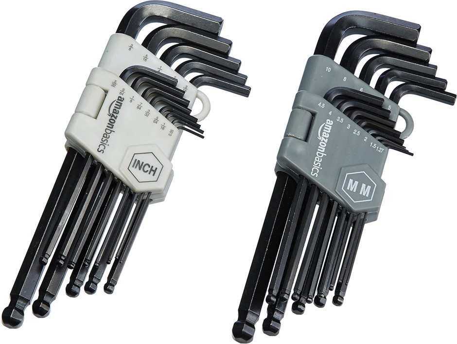 AMAZON BASICS 26-Piece Hex Key Allen Wrench Set with Ball End.