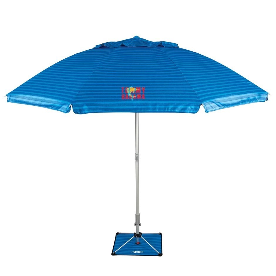 TOMMY BAHAMA Beach Umbrella, 2.4m, Blue Stripe. NB: Not in original packagi