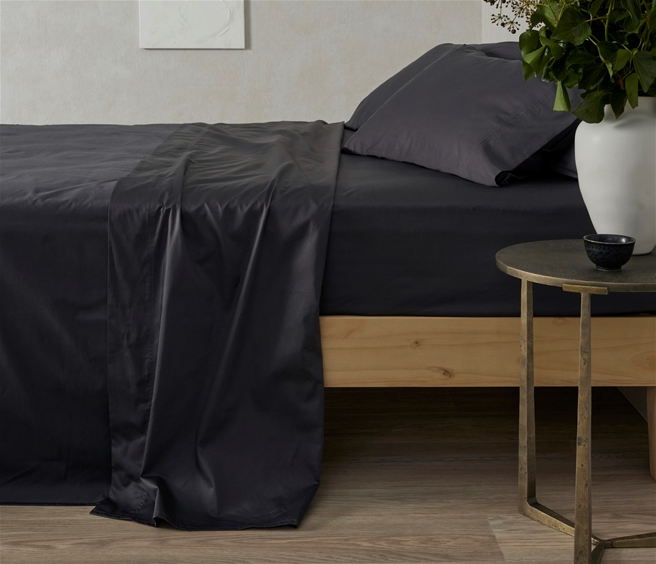 500TC 100% Organic Cotton Sheet Set | Charcoal | Single