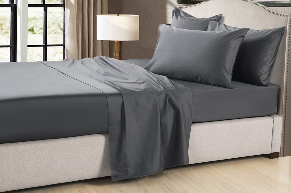 1200 Thread Count Egyptian Cotton Sheet Set | Charcoal Grey | Single
