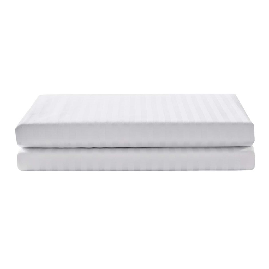1200 Thread Count Egyptian Cotton Fitted Sheet | White Stripe | Cot Size