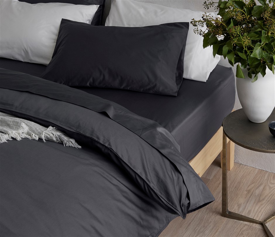 Organic Cotton Quilt Cover Set 500 Thread Count | Charcoal | Super King