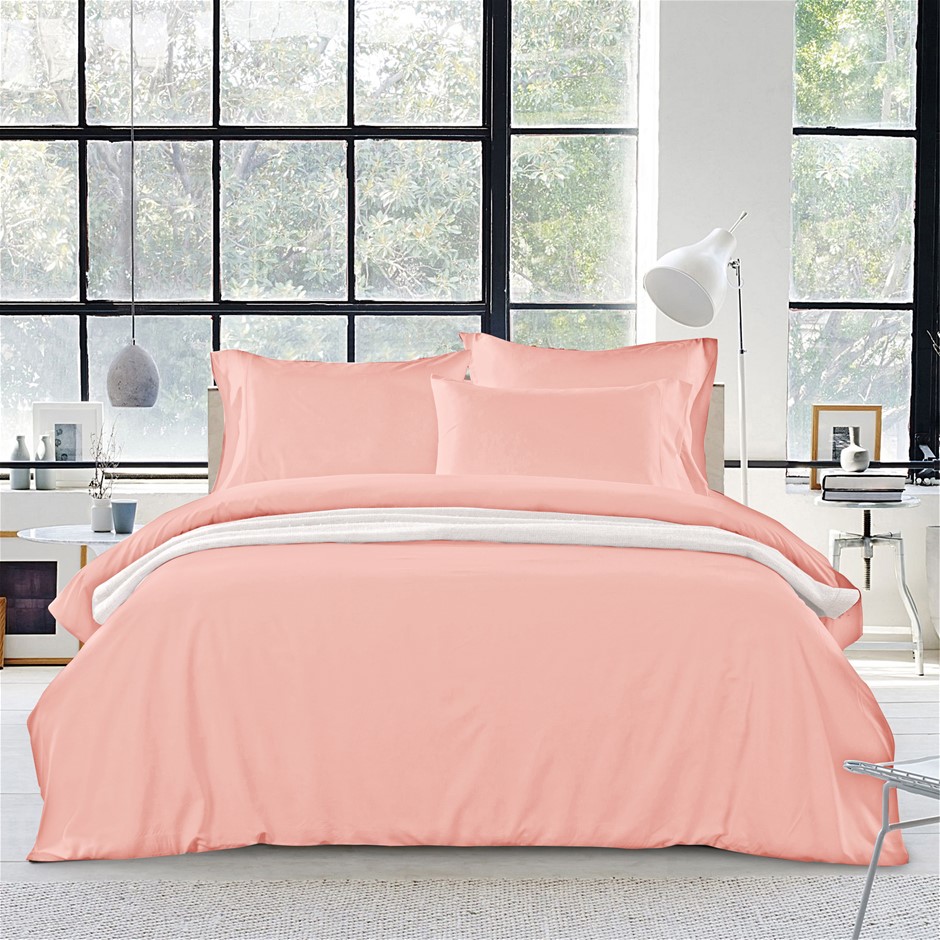 1200 Thread Count Egyptian Cotton Quilt Cover Set| Soft Pink | Double