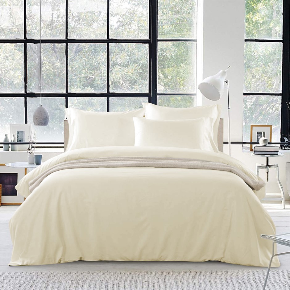 1200 Thread Count Egyptian Cotton Quilt Cover Set| Ivory | Single
