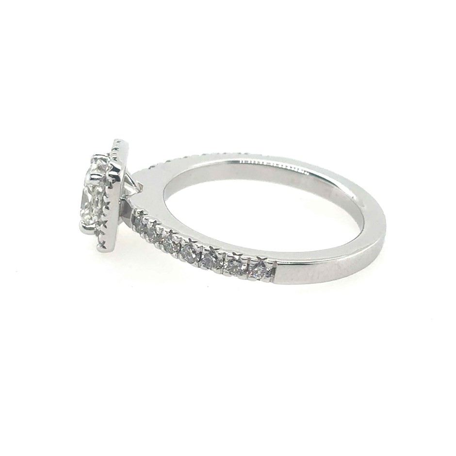 1.01ct Dia. Cushion G/SI2 With GIA Cert. & Dia. Round 0.50ct Ring