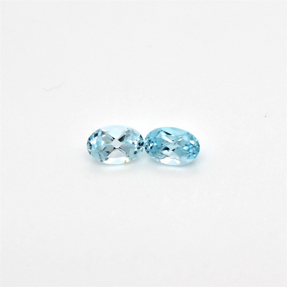 0.90 Ct Two Oval Blue Topaz Gemstone