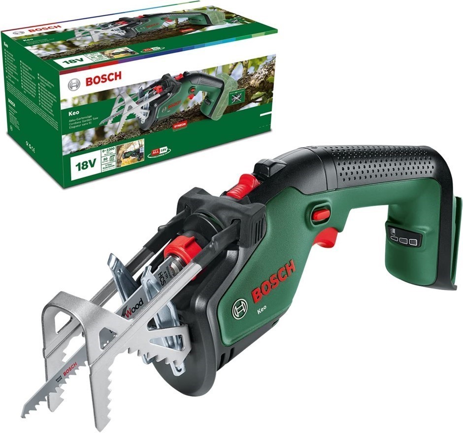 BOSCH 18 V Cordless Garden Pruning Saw, Single Hand Cuts, Skin Only. KEO 18