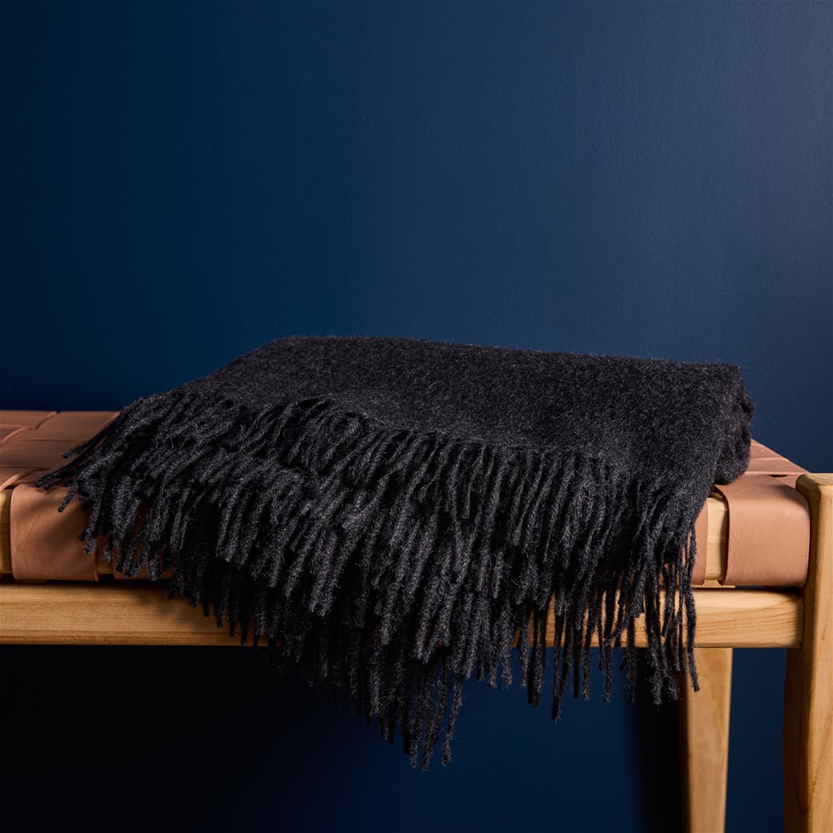 100% Organic Baby Alpaca Throw | Dark Grey