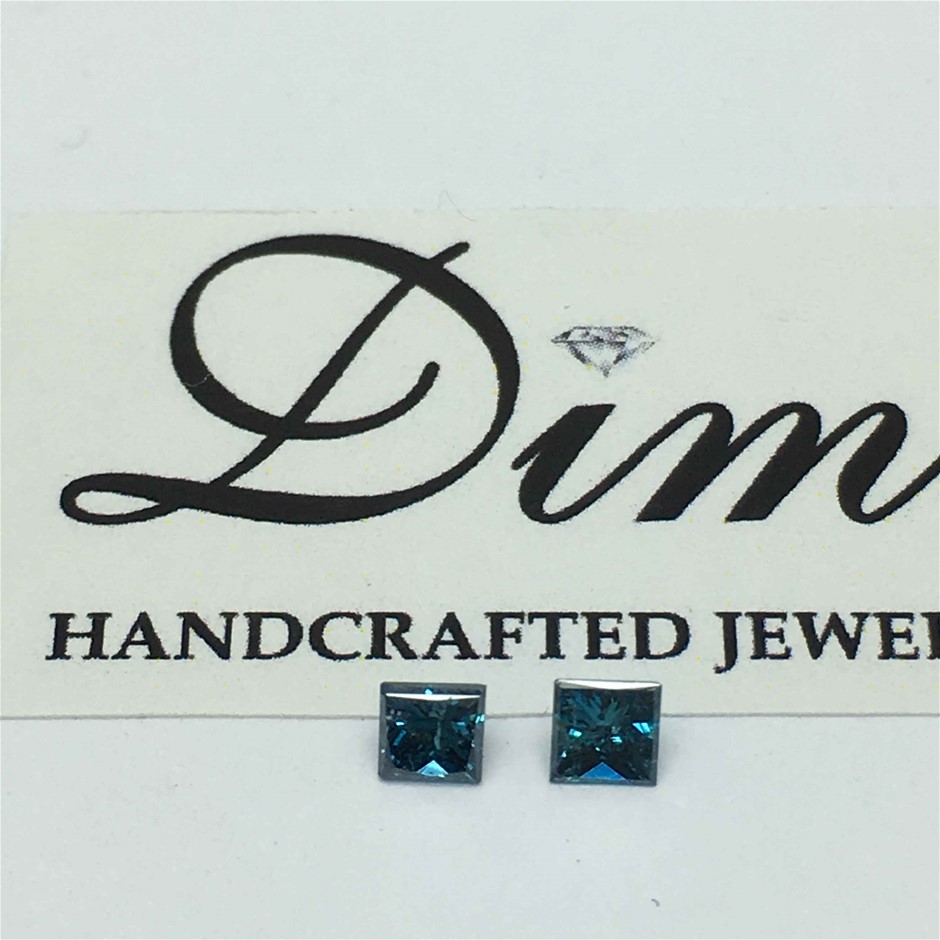 0.14ct Two Stones Blue Diamond Princess