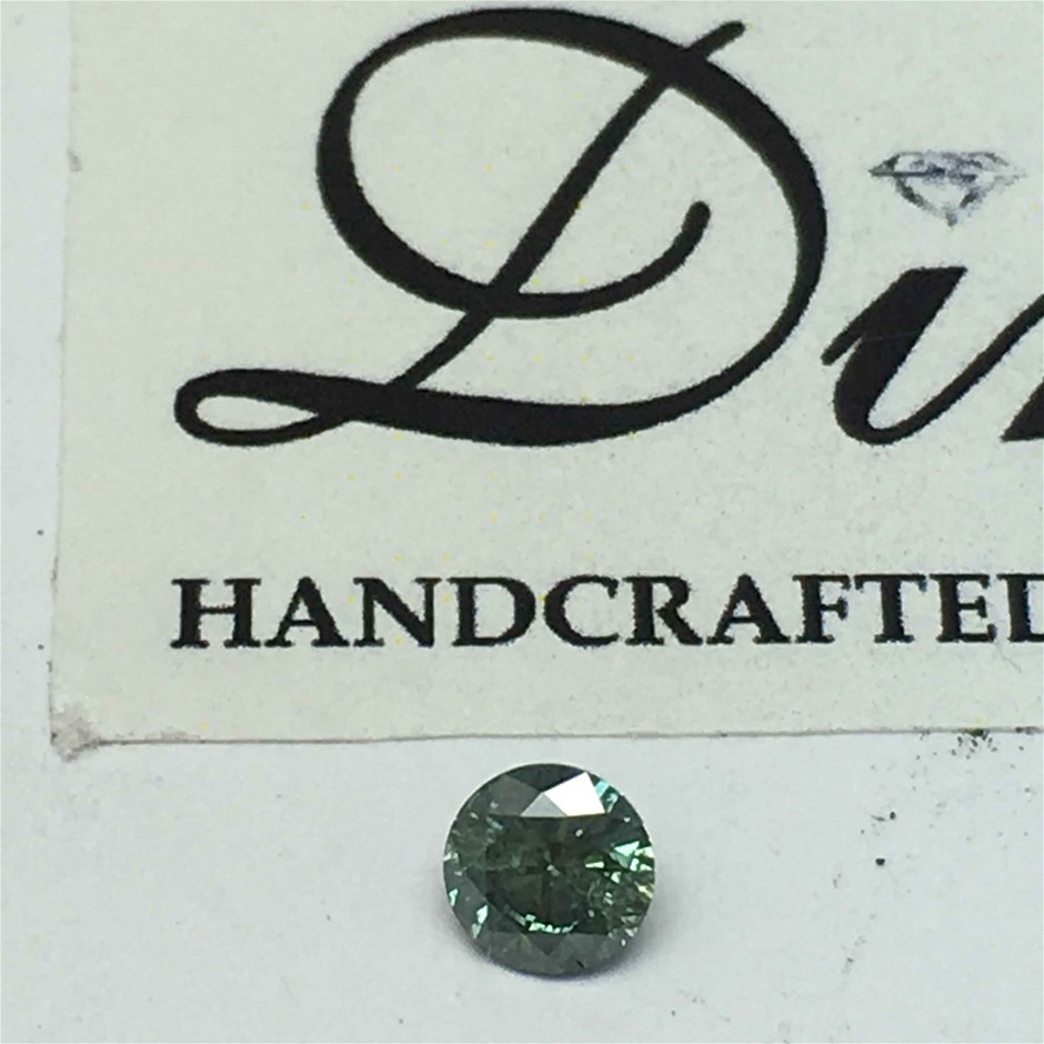 0.11ct One Stone Green Diamond Round