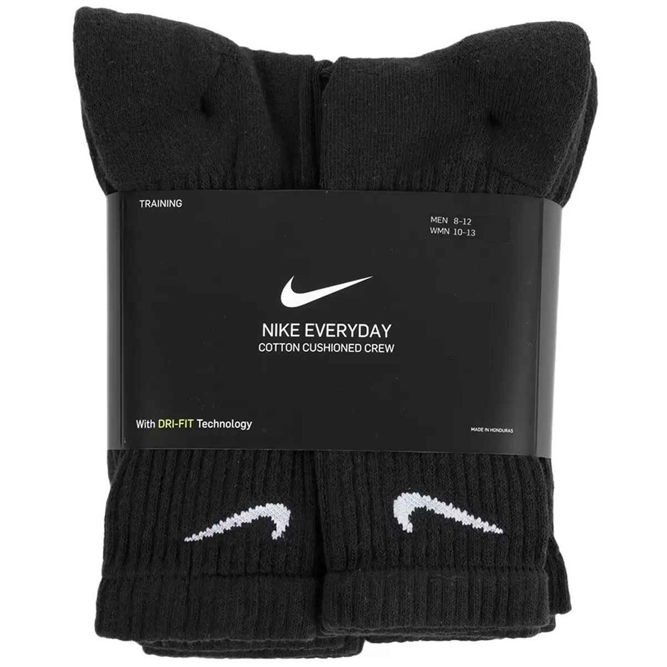 5 Pairs x NIKE Cushioned Crew Socks, Men's Size 8-12, DRI-Fit Technology, B