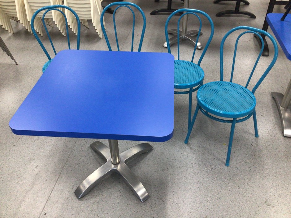Café table with 4 stackable chairs Auction (0097-8020561) | Grays Australia