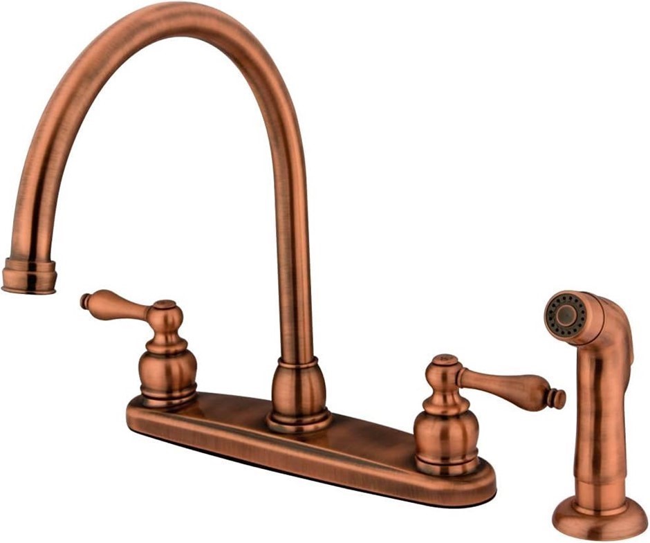 KINGSTON BRASS KB726ALSP Vintage 8" Centerset Kitchen Faucet, Antique Coppe