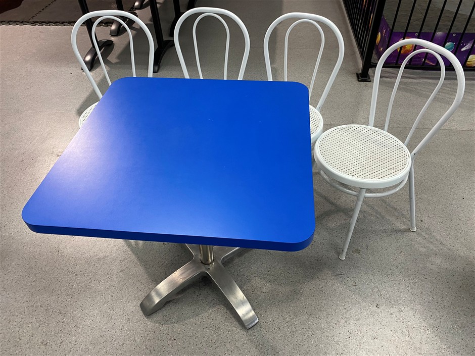 Café table with 4 stackable chairs Auction (0072-8020561) | Grays Australia