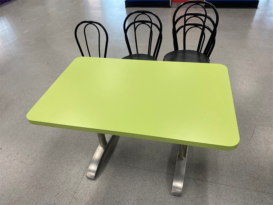 Café table with 6 stackable chairs Auction (0059-8020561) | Grays Australia
