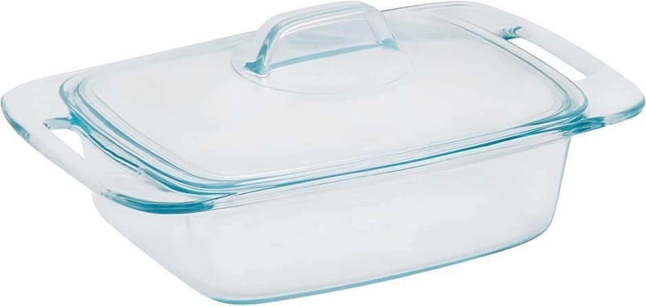 PYREX 2 Quart Glass Easy Grab Casserole Bakeware With Lid.