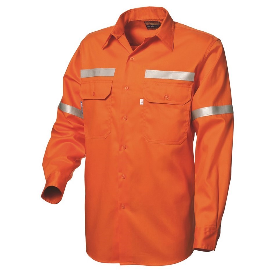 5 x WORKSENSE Ladies FR Twill L/S Shirt, Size 16, with Reflective Tape, Ora