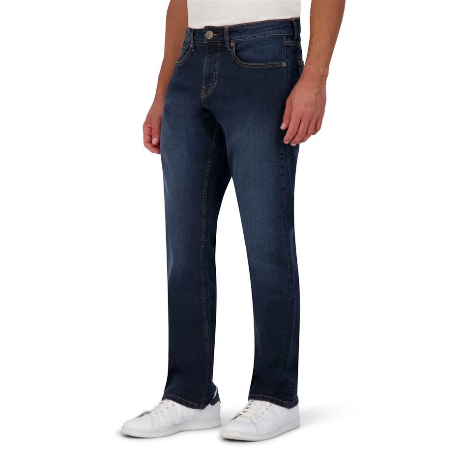 CHAPS Men's Straight 5-Pocket Jeans, Size 33x30, 66% Cotton, Deep Sea.