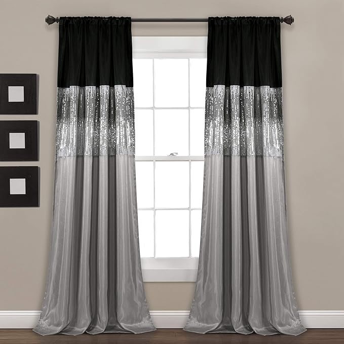 LUSH DECOR Night Sky Window Curtain Panel Set (2x Individual Panels- Set) .
