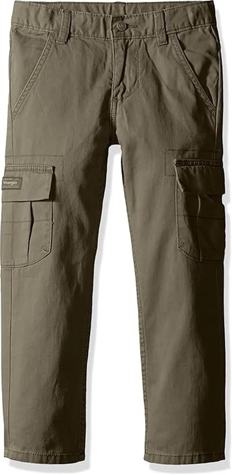 WRANGLER Kids' Cargo Pant, Size 18 Husky, 100% Cotton, Olive, 10ZBCGHOH. B