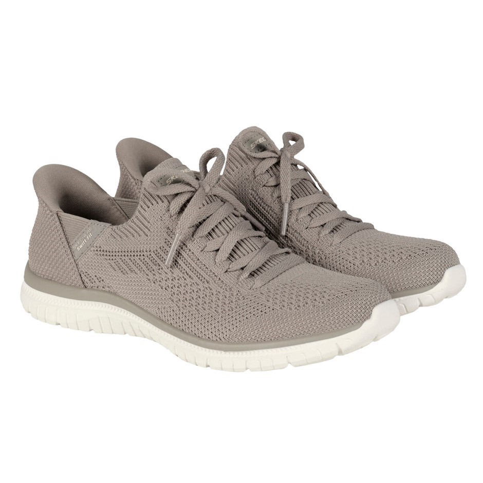 SKECHERS Women's Knit Slip Shoes, Size US8, Taupe (TPE), 179181. Buyers No