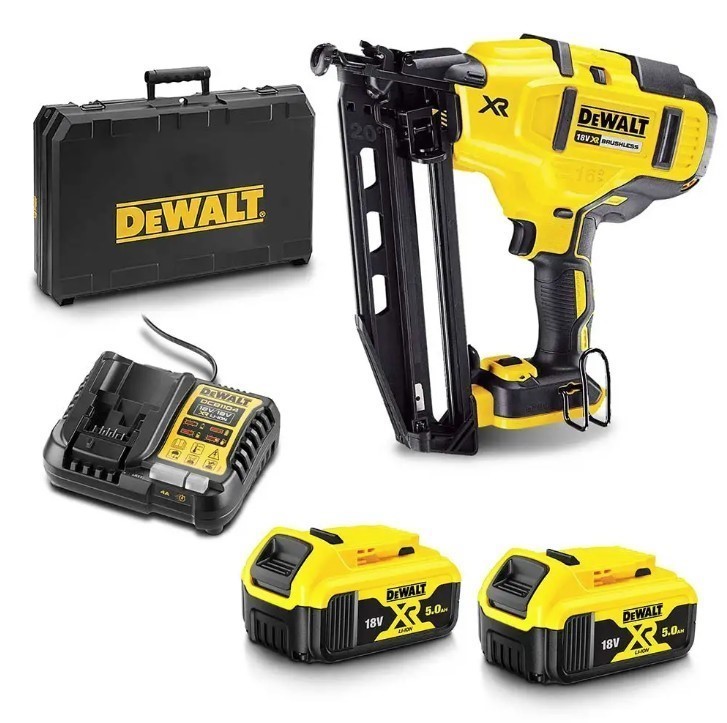 DeWALT 18V XR Brushless Finisher Nailer Kit c/w 2 x 5.0Ah & Charger. Model