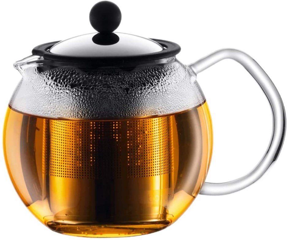 BODUM Tea Press with Filter, Glass, Capacity: 481mL, Colour: Chrome.