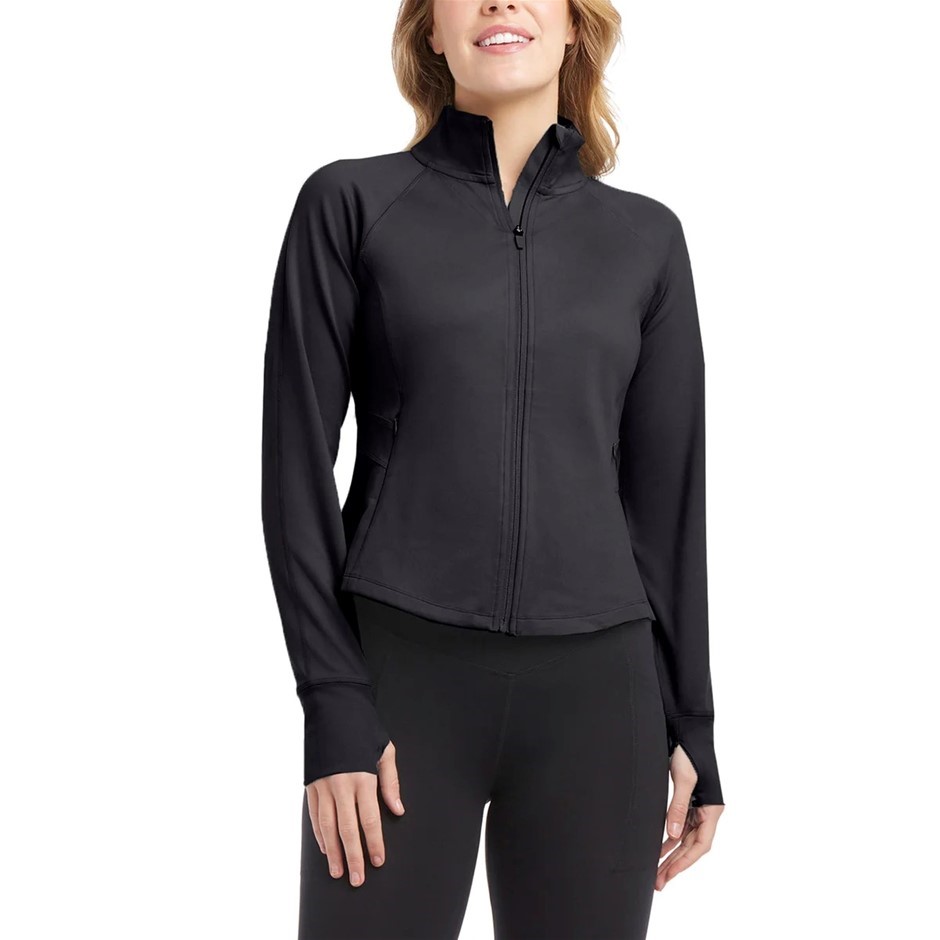 DANSKIN Women's Tulip Hem Yoga Jacket, Size S, Black Salt. Buyers Note - D