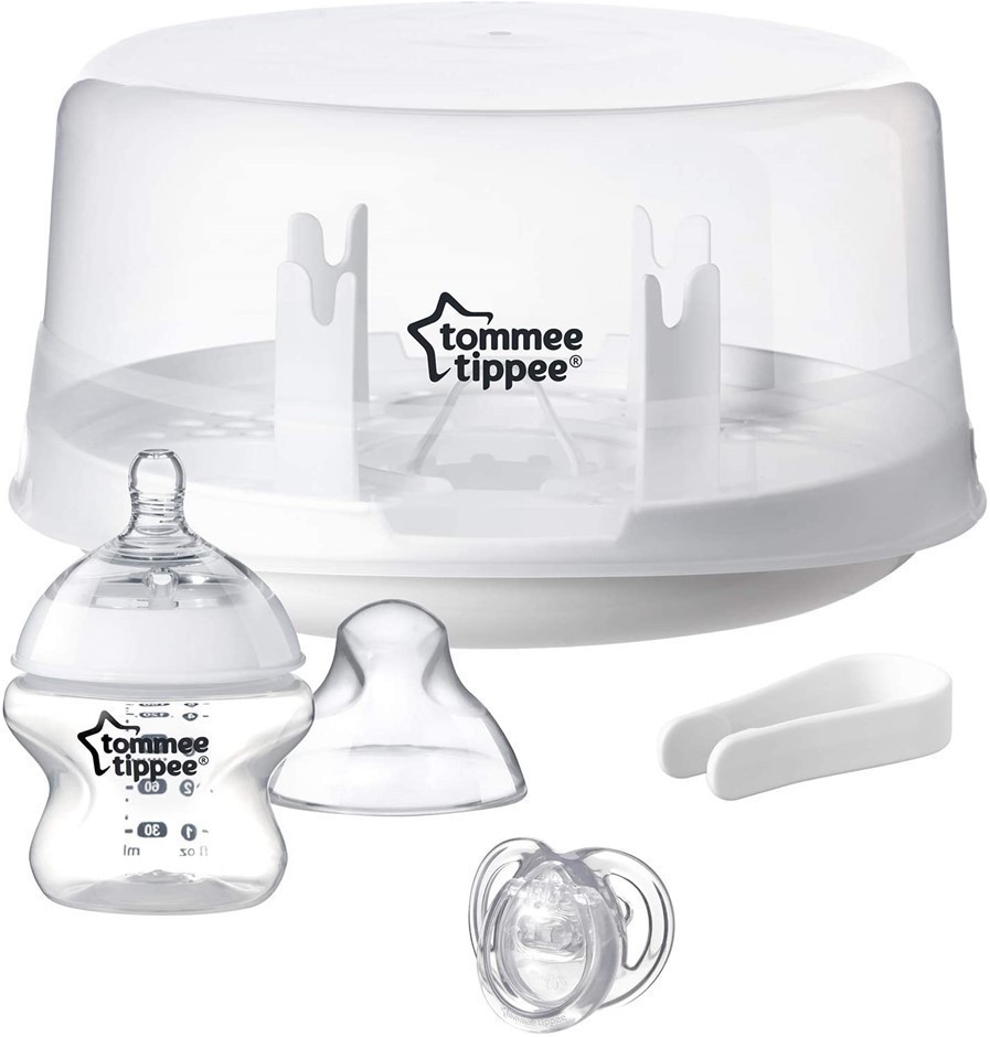 TOMMEE TIPPEE Microwave Steam Steriliser, White. NB: Bottle & other baby ac