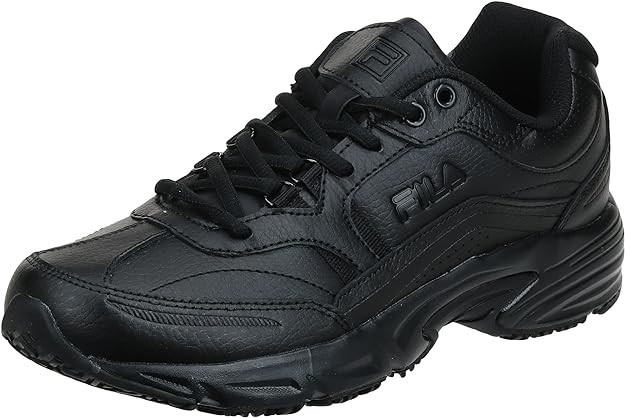 FILA Women's Memory Workshift Shoes, Size US8 / UK5.5 / EU39, Black Leather