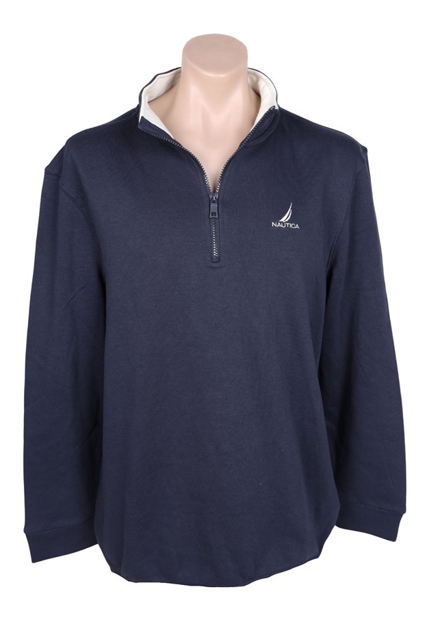 NAUTICA Men's Knit Active 1/4 Zip Pullover, Size XL, 55% Cotton, Navy (X1L)