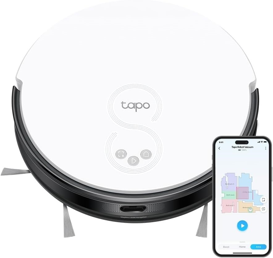 TP-LINK Tapo MagSlim LiDAR Navigation Robot Vacuum Cleaner, Ultra-Slim 3.1-