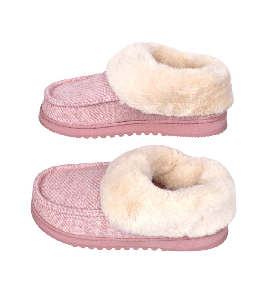 DEARFOAMS Women's Moccasin Slippers, Size XL (US 11-12), Pale Mauve, 31227.
