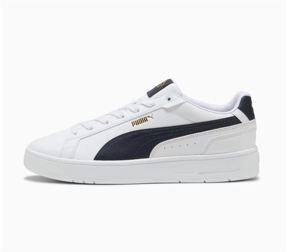 PUMA Court Classico Sneakers, Size US12 / UK11, White/Navy (01), 196883. B