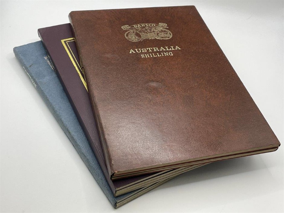 Approx. 92 x asstd Australian 'Shilling' coins (in 3 coin album folders ...