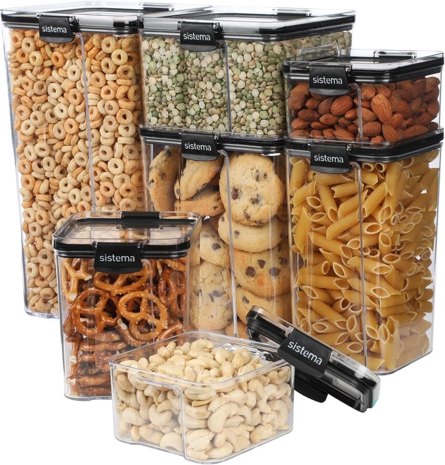 SISTEMA Tritan Ultra Airtight Pantry & Kitchen Storage 7 Square Plastic Foo