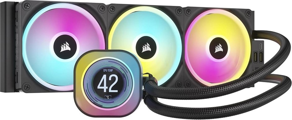 CORSAIR iCUE LINK H150i LCD Liquid CPU Cooler - 360mm AIO - QX120 RGB Fans